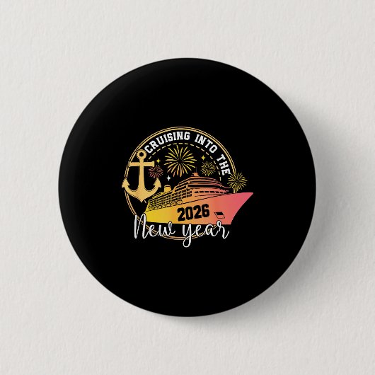 Cruising Into The New Year 2026 Happy Family Trips Ronde Button 5,7 Cm (Voorkant)