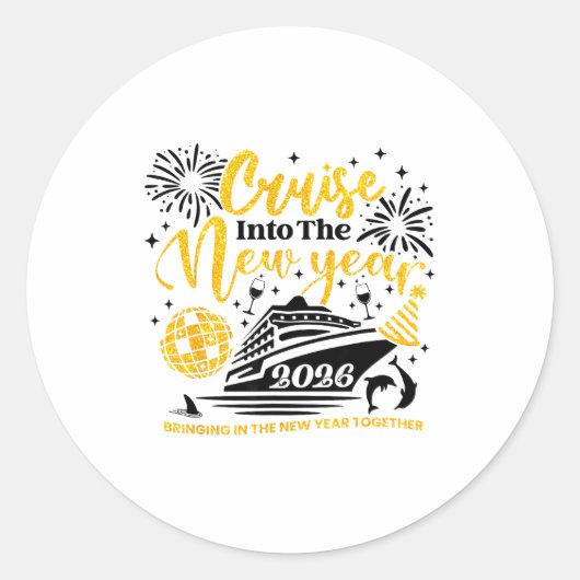 Cruising Into The New Year 2026 Happy New Year 202 Ronde Sticker (Voorkant)