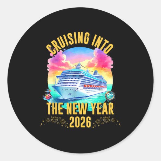Cruising Into The New Year 2026 Ocean Lover  Ronde Sticker (Voorkant)