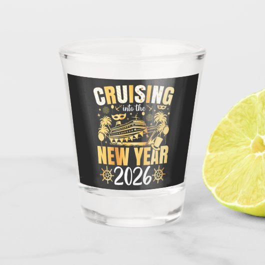 Cruising into the New Year 2026 Shot Glas (Voorkant)