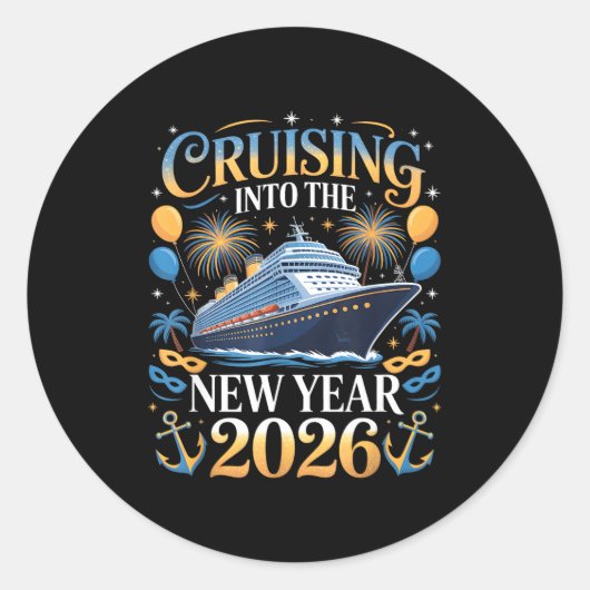 Cruising Into The New Year 2026 Vacation Design Ronde Sticker (Voorkant)