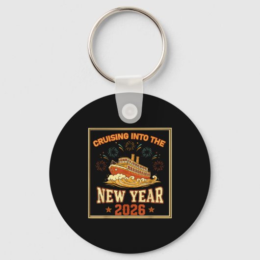 Cruising Into The New Year 2026 Voyage Fireworks  Sleutelhanger (Voorkant)