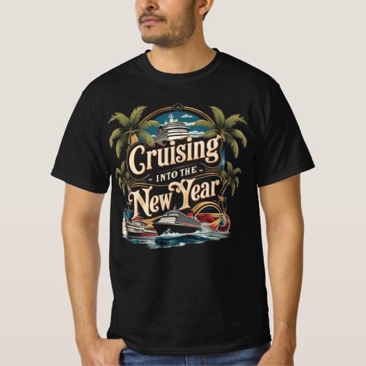 Cruising Into The New Year Cruise Ship Graphic T-shirt (Voorkant)