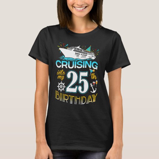 Cruising naar mijn 25-jarige 25ste cr-bemanning t-shirt (Voorkant)