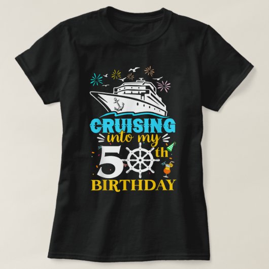 Cruising naar mijn 50ste verjaardag 50 jaar oude c t-shirt (Design voorkant)