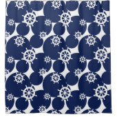 Cruising Schip's Wheel nautisch blauw en wit Douchegordijn (Voorkant)