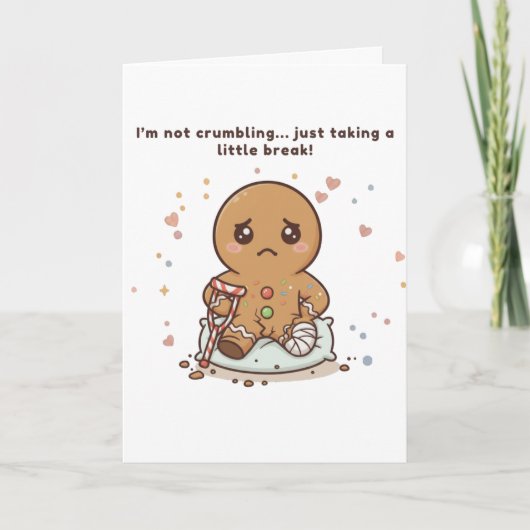 Crumbling, Cute Puchi Gingerbread Get Well Card Kaart (Voorkant)