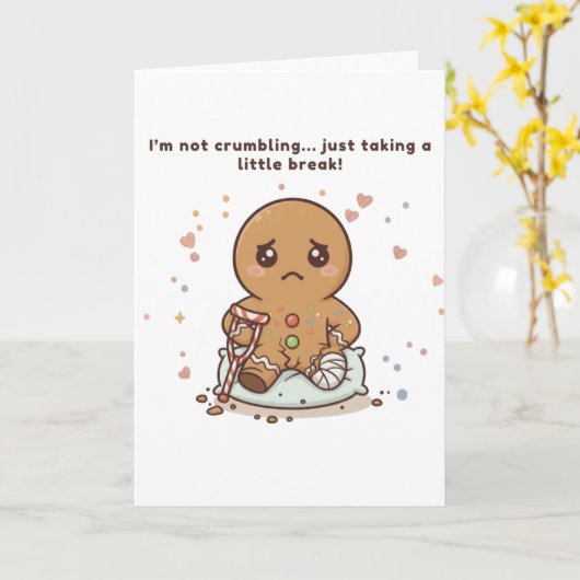 Crumbling, Cute Puchi Gingerbread Get Well Card Kaart (Gele Bloem)