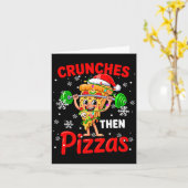 Crunches Then Zzas Xmas Santa Zza Weightlifting Gy Kaart (Gele Bloem)