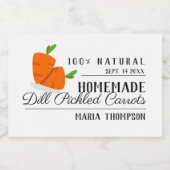 Crunchy Carrot Pickles Preserve Canadees Label Voedselcontainer Etiket (Enkel label)