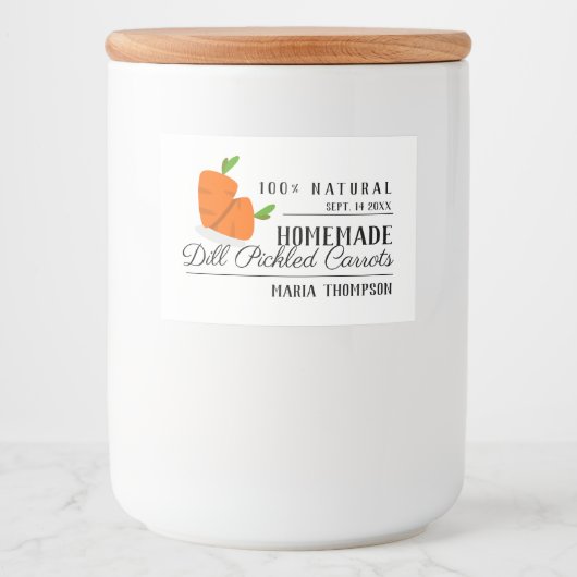 Crunchy Carrot Pickles Preserve Canadees Label Voedselcontainer Etiket (Voorkant)