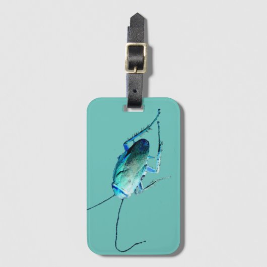 Crunchy Cockroach Gross Insect in Blauwgroen en bl Bagagelabel (Voorkant (verticaal))