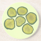 Crunchy Green Kosher Dill Pickle Chips Foodie Deli Zandsteen Onderzetter (Voorkant)