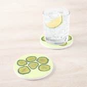 Crunchy Green Kosher Dill Pickle Chips Foodie Deli Zandsteen Onderzetter (Zijkant)