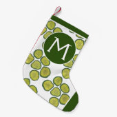 Crunchy Green Kosher Dill Pickle Chips Monogram Kleine Kerstsok (Voorkant (Hangend))