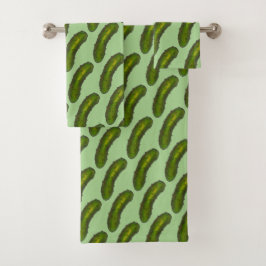 Crunchy Green Kosher Dill Pickle Foodie Food Print Bad Handdoek