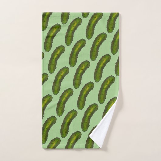 Crunchy Green Kosher Dill Pickle Foodie Food Print Bad Handdoek (Handdoek)