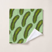 Crunchy Green Kosher Dill Pickle Foodie Food Print Bad Handdoek (Wasdoekje)