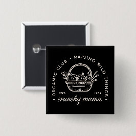 Crunchy mom sahm grappige quotes retro  zwart vierkante button 5,1 cm