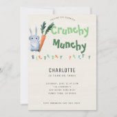 Crunchy Munchy Bunny Birthday Party Funny Cute Kin Kaart (Voorkant)