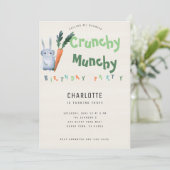 Crunchy Munchy Bunny Birthday Party Funny Cute Kin Kaart (Staand voorkant)