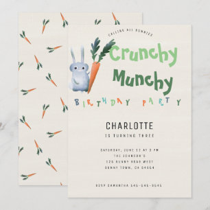 Crunchy Munchy Bunny Birthday Party Funny Cute Kin Kaart