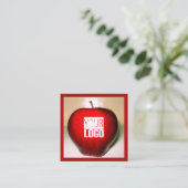 Crunchy  red  apple -add logo  vierkante visitekaartje (Staand voorkant)