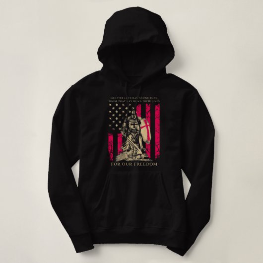Crusader Knight Templar Warrior of God America Fla Hoodie (Design voorkant)