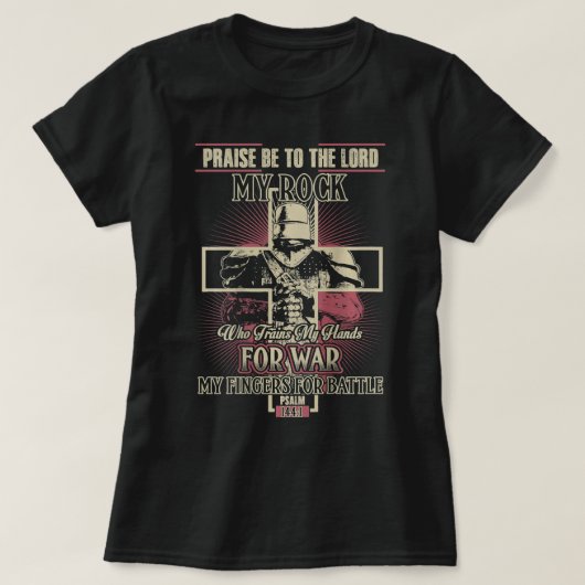 Crusader Knight Templar Warrior of God vreest dat T-shirt (Design voorkant)