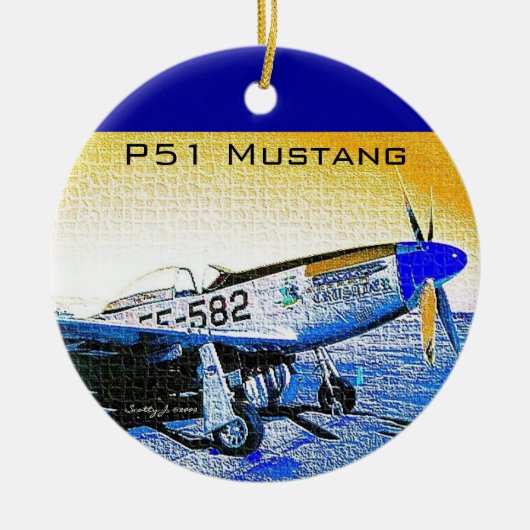 "Crusader" P51 Mustang © 2009 S.J. Keramisch Ornament (Voorkant)