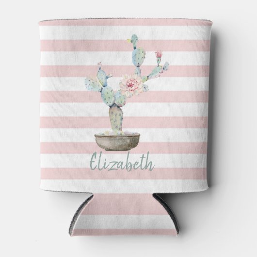 Cruscactus, roze stripes blikjeskoeler (Voorkant)