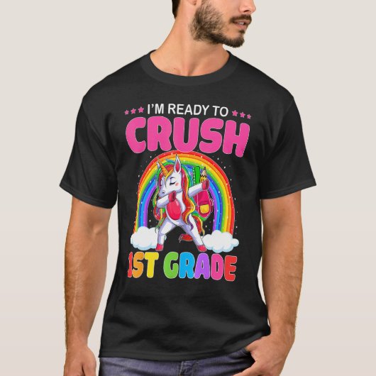 Crush 1ST Graad Dabbing Unicorn Terug naar school  T-shirt (Voorkant)