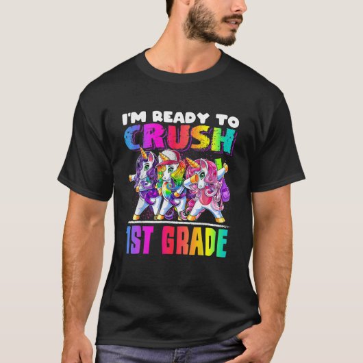 Crush 1St Grade Dabbing Unicorn terug naar school  T-shirt (Voorkant)