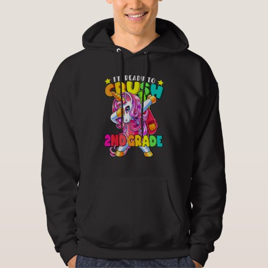 Crush 2nd Grade Dabbing Unicorn Back To School Gir Hoodie (Voorkant)