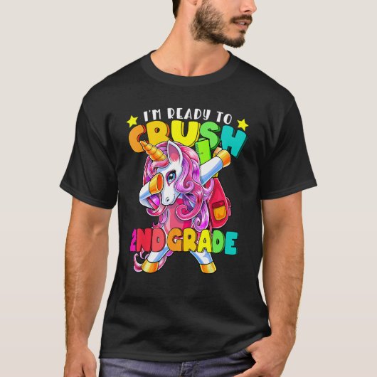 Crush 2nd Grade Dabbing Unicorn Back To School Gir T-shirt (Voorkant)