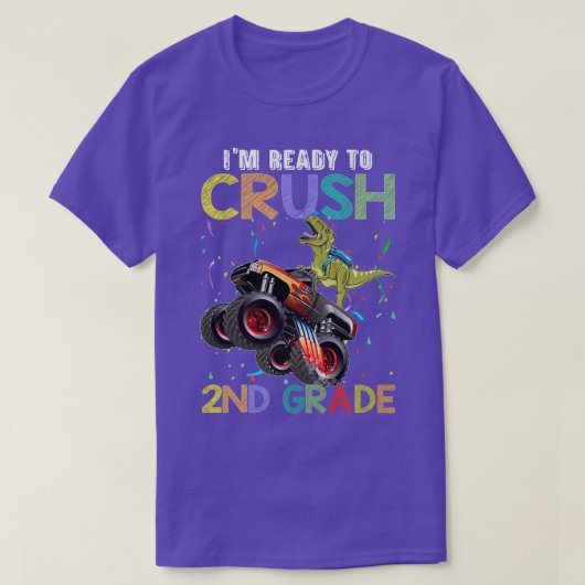 Crush 2nd Grade Monster Truck Dinosaur Back To Sch T-shirt (Design voorkant)