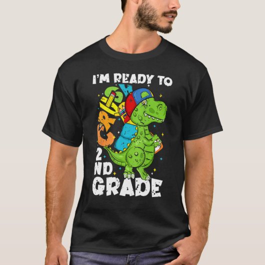 Crush 2nd Grade Rex Dinosaur Back To School Boys K T-shirt (Voorkant)