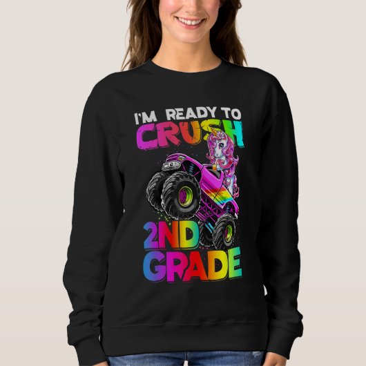 Crush 2nd Grade Unicorn Monster Truck Back to Scho Trui (Voorkant)