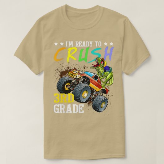 Crush 3rd Grade Dinosaur Monster Truck Terug naar  T-shirt (Design voorkant)