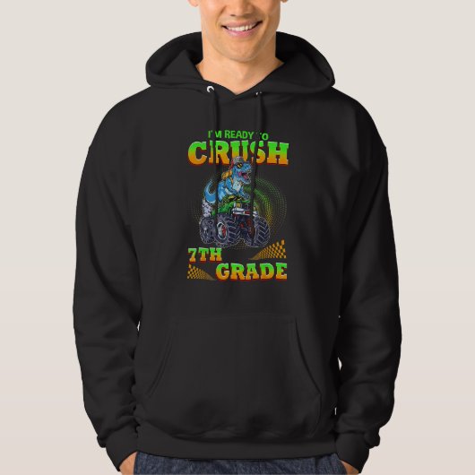 Crush 7th Grade Dinosaur Back To School For Teache Hoodie (Voorkant)