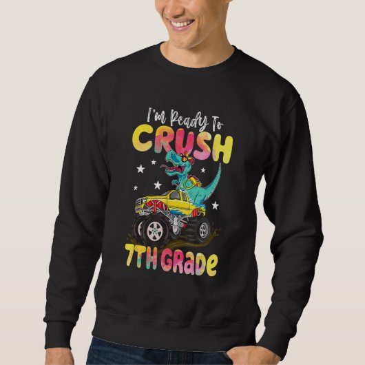 Crush 7th Grade Dinosaur Monster Truck Back To Sch Trui (Voorkant)