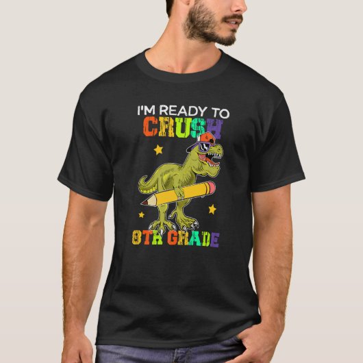 Crush 8th Grade Dinosaurus Zonnebril Terug naar Sc T-shirt (Voorkant)