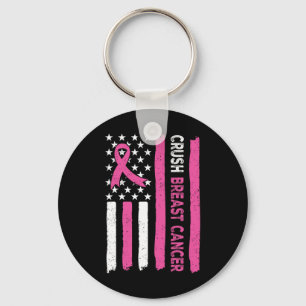 Crush Borstkanker Awareness Bling Pink Ribbon 3 Sleutelhanger