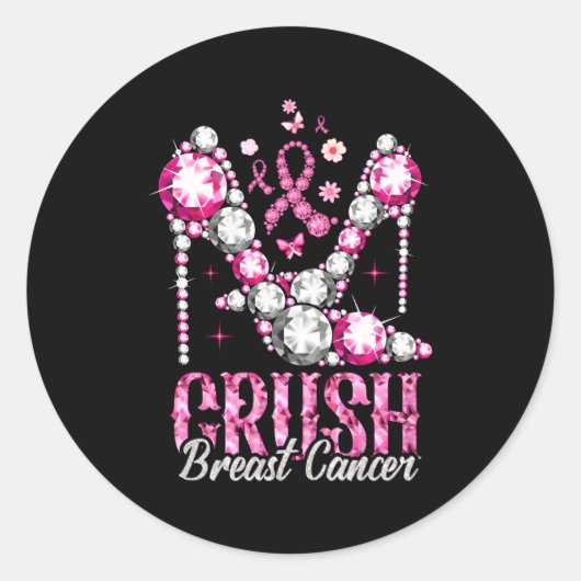 Crush borstkanker bewustzijn Bling K lint Ronde Sticker (Voorkant)