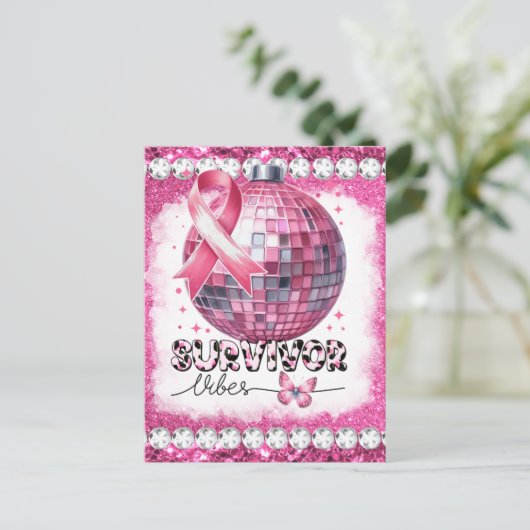 Crush borstkanker bewustzijn maand overlevende roz briefkaart (Staand voorkant)