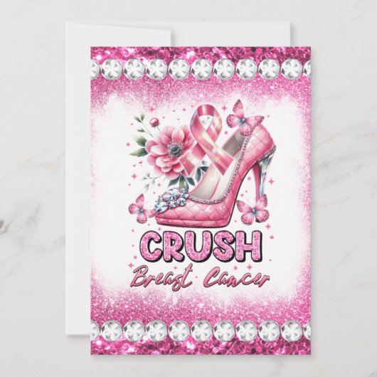 Crush borstkanker bewustzijn maand overlevende roz kaart (Voorkant)