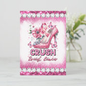 Crush borstkanker bewustzijn maand overlevende roz kaart (Staand voorkant)
