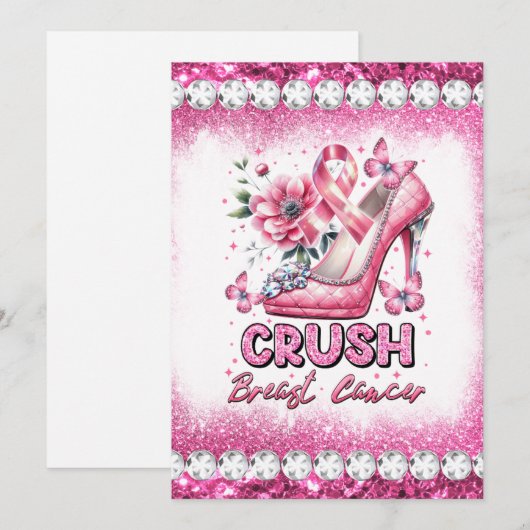 Crush borstkanker bewustzijn maand overlevende roz kaart (Voorkant / Achterkant)
