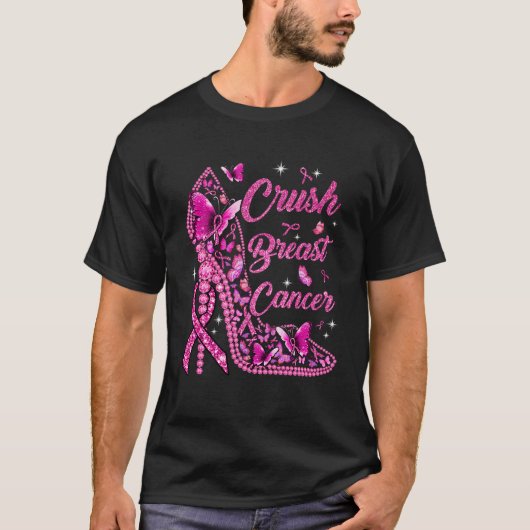 Crush borstkanker bewustzijn maand roze lint in t-shirt (Voorkant)