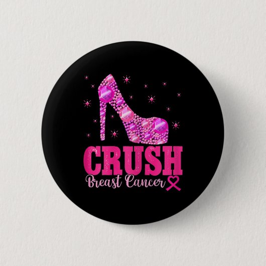 Crush borstkanker bewustzijn roze hakken ronde button 5,7 cm (Voorkant)